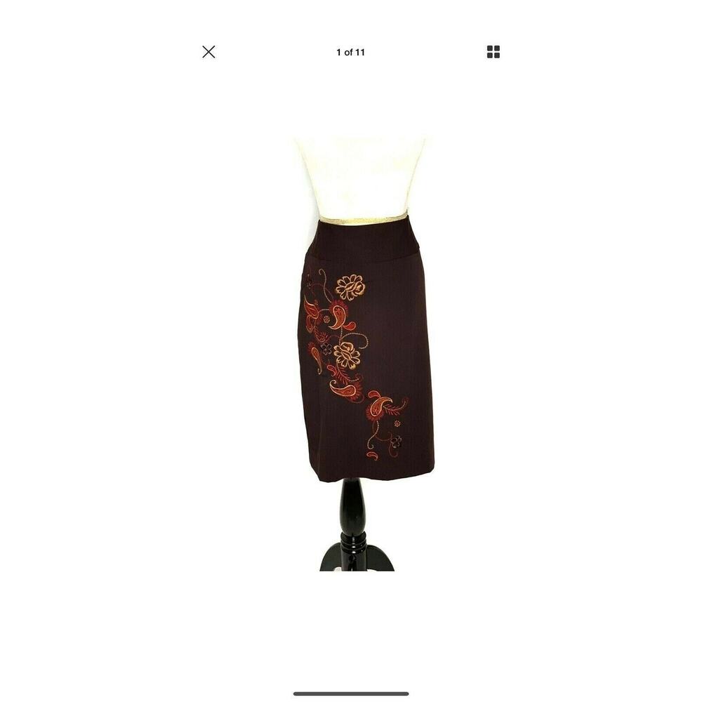 Worthington brown floral Pencil Skirt Size 10 - Picture 5 of 8